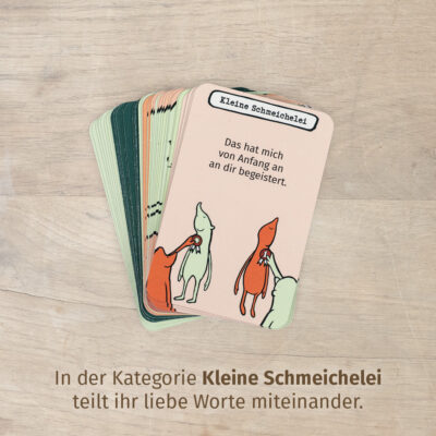 Paarzeit PaarMinuten GuteLaune Beispielkarte der Kategorie "Kleine Schmeichelei" zum Valentinstag, Kompliment zu "Das hat mich von Anfang an an dir begeistert"