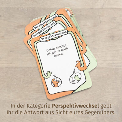 Paarzeit PaarMinuten GuteLaune Beispielkarte der Kategorie "Perspektivwechsel" zum Valentinstag, Kompliment zu "Dahin möchte ich gerne noch reisen"