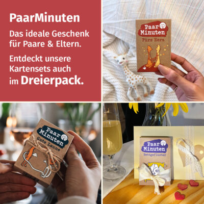 Paarzeit PaarMinuten Dreierpack Geschenkidee für Paare, frisch gebackene Eltern, zum Jahrestag oder Hochzeitstag und zwischendurch. Ideales Geschenk zum Valentinstag