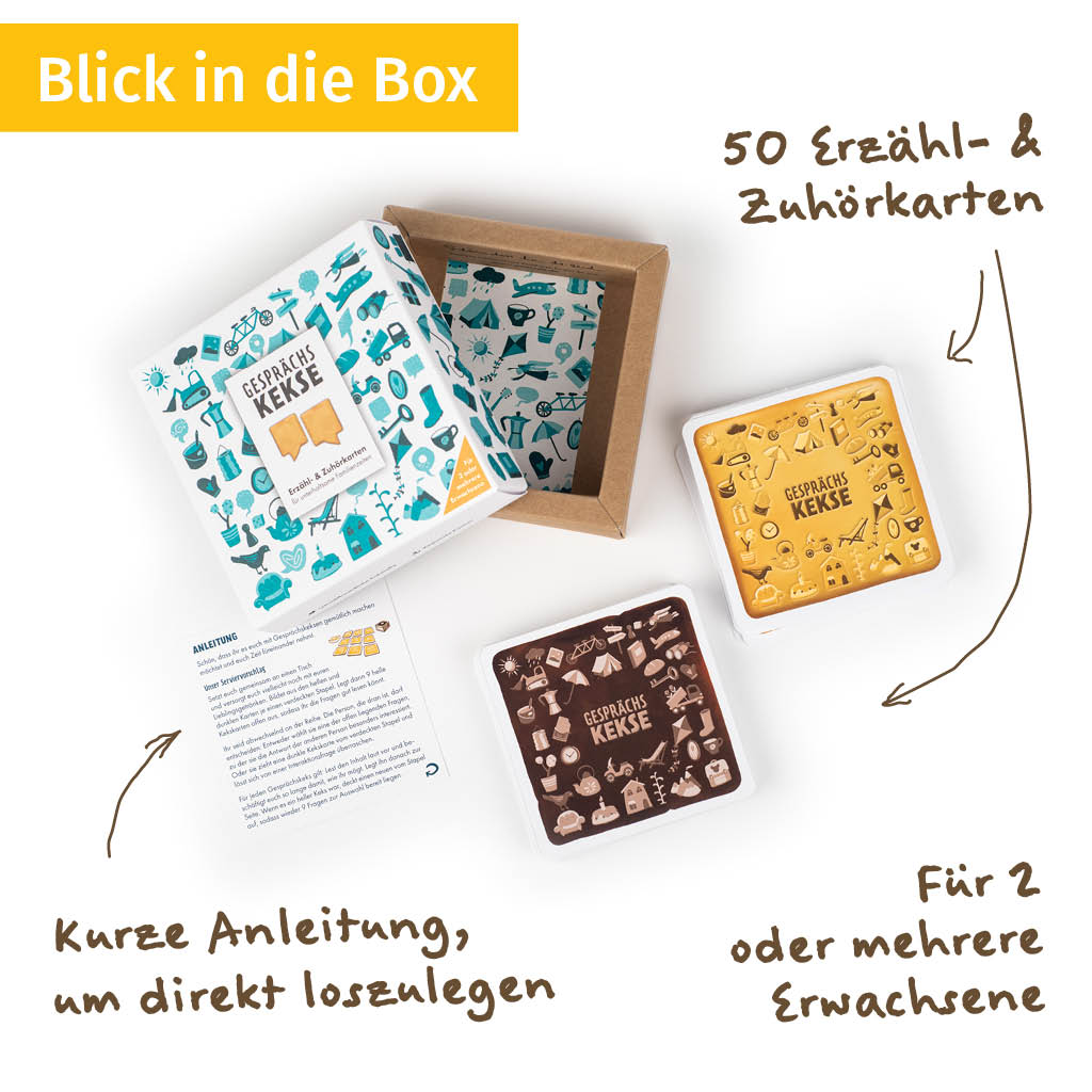 Gesprächskekse Blick in die Box