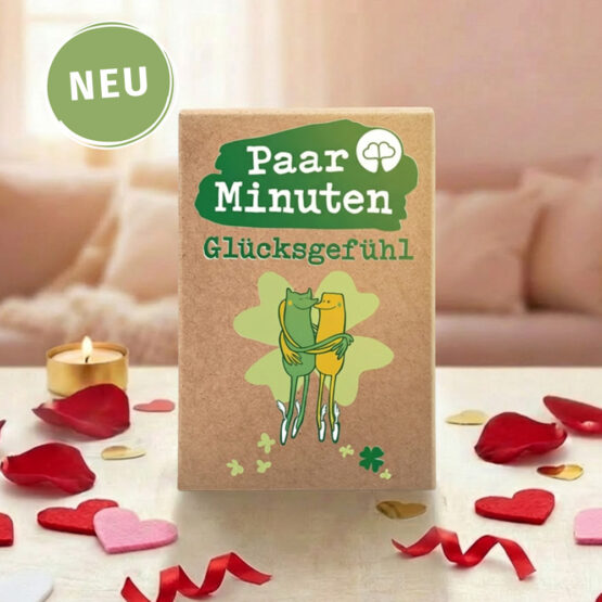 Paarzeit PaarMinuten Glücksgefühl NEU – Kartenset mit 53 Gesprächsimpulsen zu Beziehungsglück und Lebensfreude mit roten Rosenblättern und Kerze zum Valentinstag