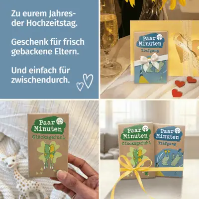 Paarzeit PaarMinuten Glücksgefühl und Tiefgang Doppelpack – zwei Kartensets mit Schleife als perfektes Geschenk für Paare zum Jahres- oder Hochzeitstag, für frisch gebackene Eltern und einfach für zwischendurch