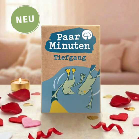 Paarzeit PaarMinuten Tiefgang – Gesprächskarten mit roten Rosenblättern und Geschenkverpackung als Valentinstags-Geschenk für Paare