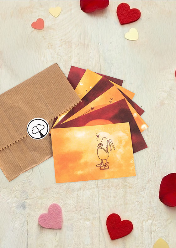 Paarzeit Mini-Postkarten für kleine Liebesbriefe mit liebevollen Illustrationen als Geschenk zum Valentinstag