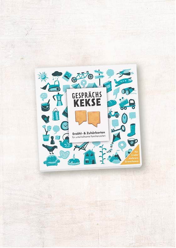 Paarzeit Gesprächskekse Familien-Fragespiel mit 50 Erzähl- und Zuhörkarten für Erwachsene, Mama Papa Oma Opa