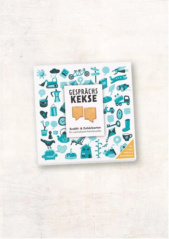 Paarzeit Gesprächskekse Familien-Fragespiel mit 50 Erzähl- und Zuhörkarten für Erwachsene, Mama Papa Oma Opa