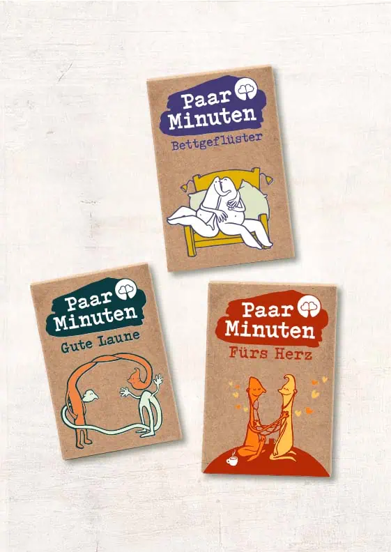Paarzeit PaarMinuten Dreierpack mit drei verschiedenen Kartensets für abwechslungsreiche Paarzeit: Gute Laune, Fürs Herz und Bettgeflüster