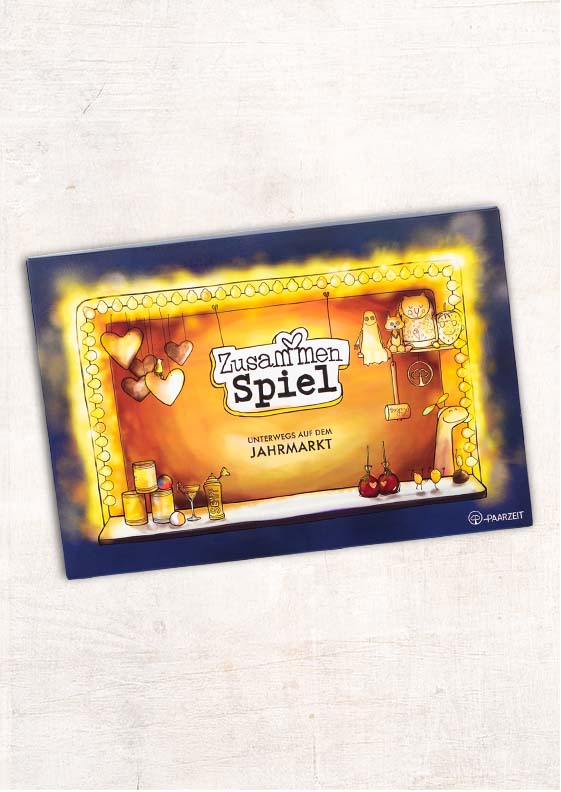 Paarzeit ZusammenSpiel Rätselpiel in bunter Jahrmarktwelt. Escape Game für Paare zum gemeinsamen Knobeln