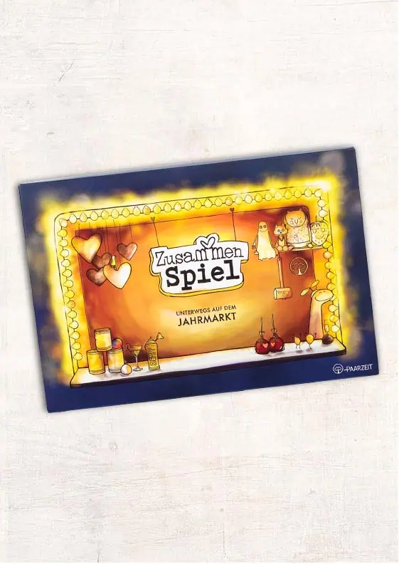 Paarzeit ZusammenSpiel Rätselpiel in bunter Jahrmarktwelt. Escape Game für Paare zum gemeinsamen Knobeln